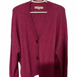 LOFT Women's Rich Pink Cardigan